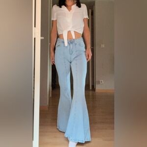 Women's Light Blue Flared Jeans